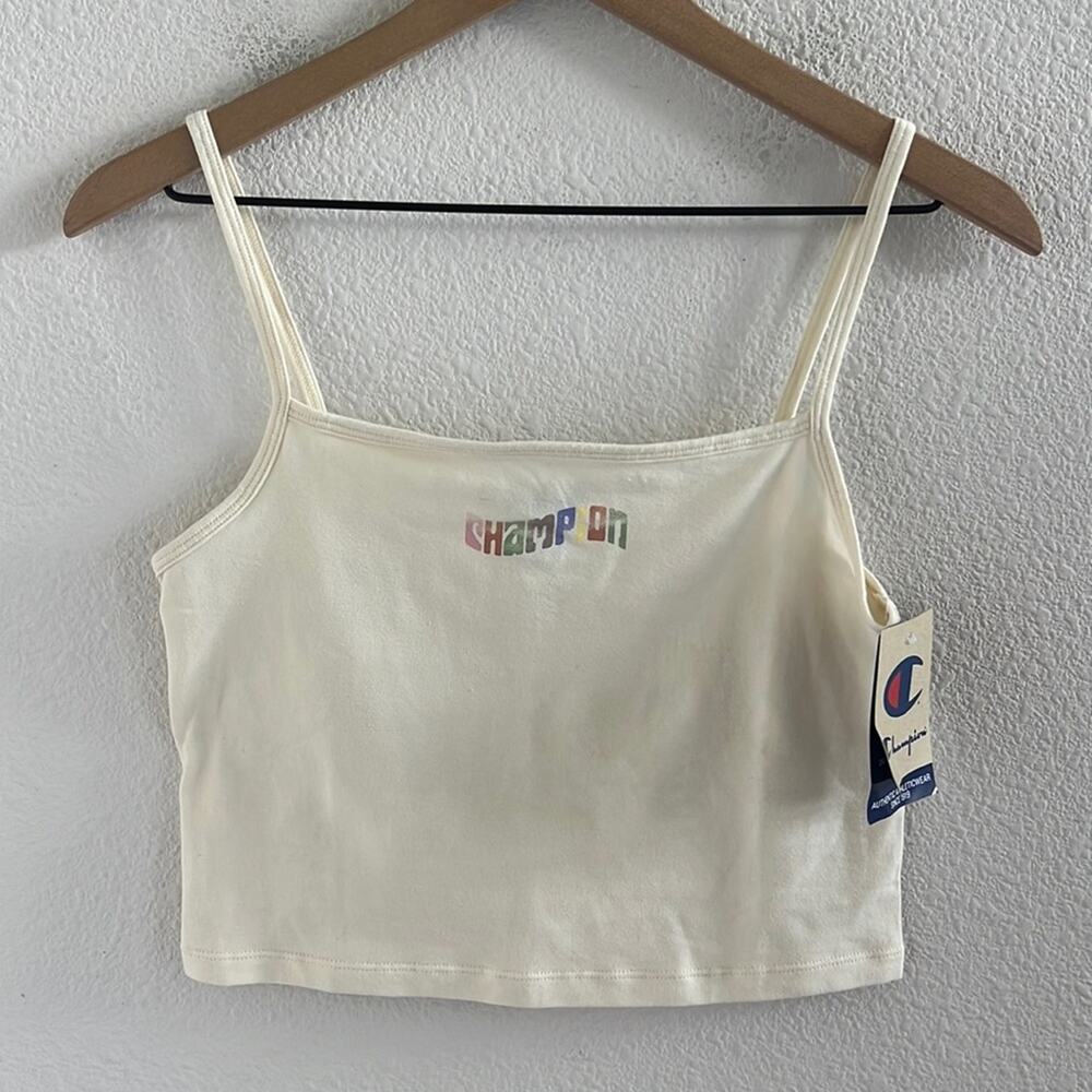 NWT Champion Retro Cream Branded Cami Baby Tank Top Medium